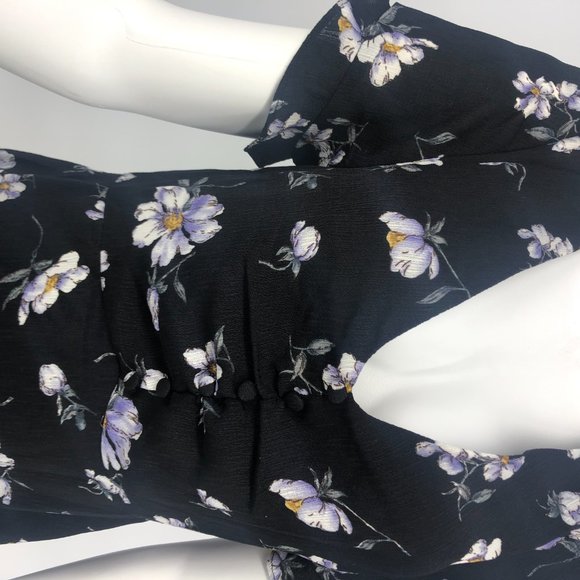 MISSGUIDED Black Button Tie Back Tea Dress 6 - Picture 5 of 6